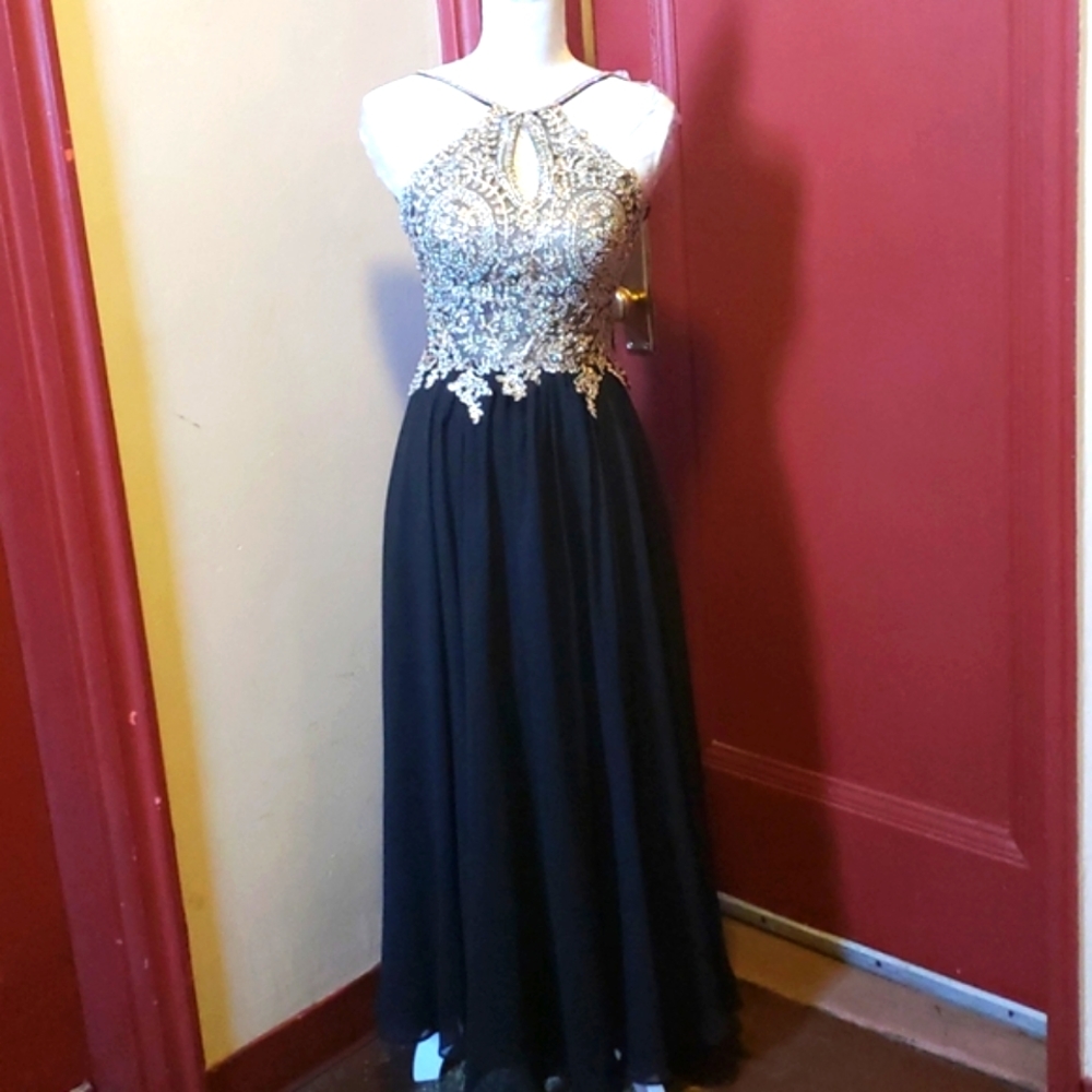 Cluster Sequin Embellished Bodice Flowy Chiffon Go - Picture 2 of 16